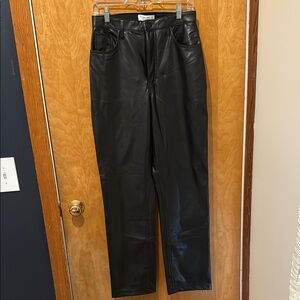 Abercrombie 90s Straight Ultra High Rise 8L Black Leather Pants
